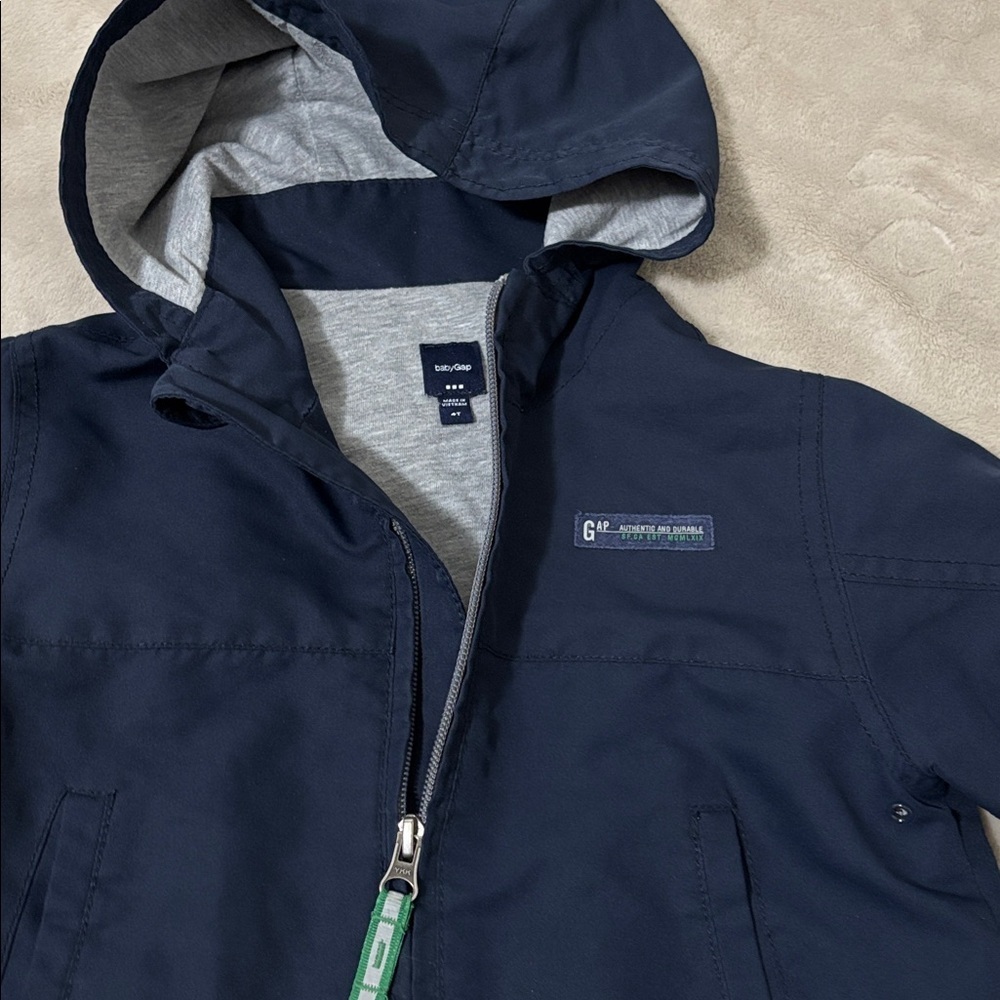 Baby Gap Navy Hooded Lined Jacket Size 4T - Picture 2 of 7